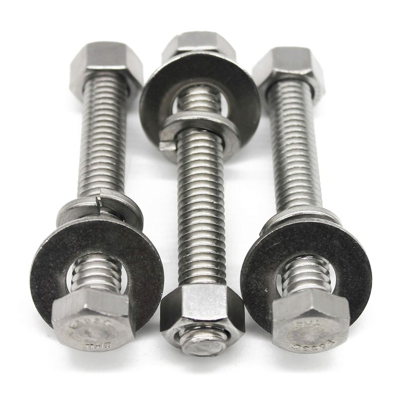Fullerkreg (10 Sets) 5/16-18x3 Stainless Steel Hex Head Screws Bolts, 5/16 Nuts, Washers, 18-8 (304) S/S, Fully Threaded - Image 5